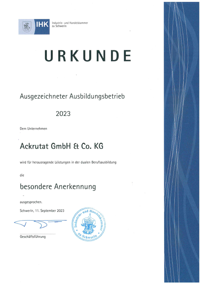Ausgezeichneter Ausbildungsbetrieb 2023